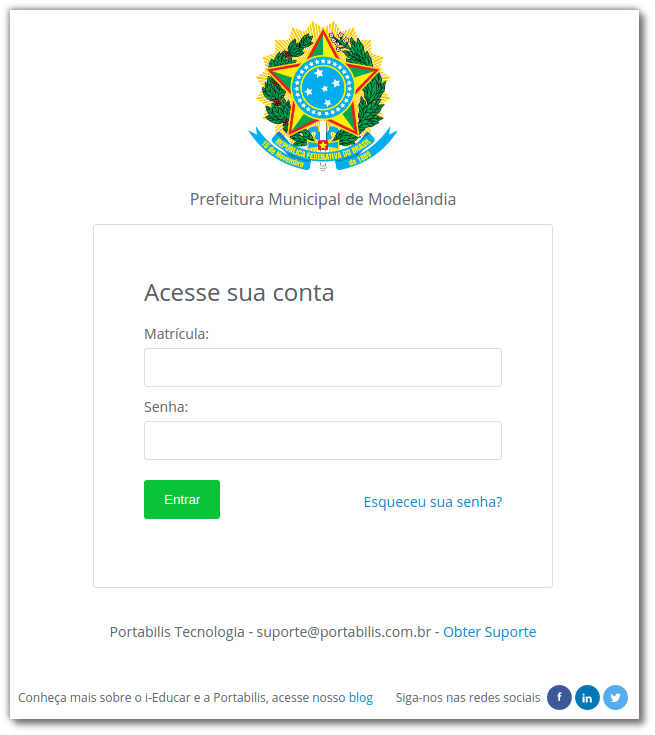 Tela de login do i-Educar